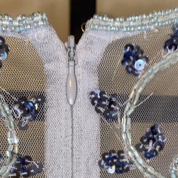 Papell Studio Embellished Sequined Long Dress Pale Blue - Picture 9 of 11